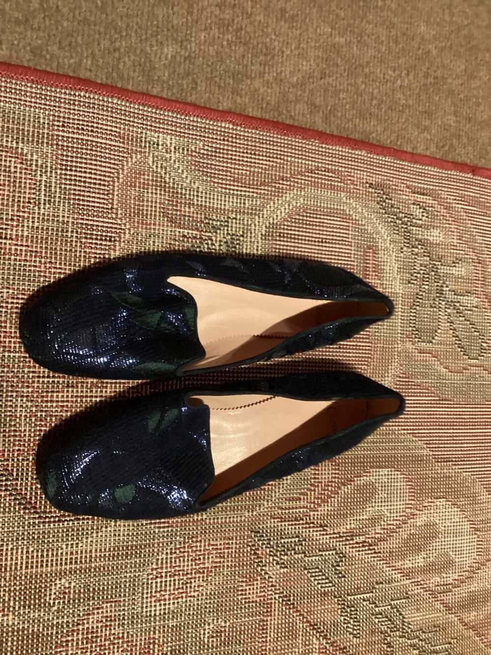 Women’s Navy brocade Slip-On Flats J Crew